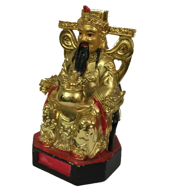 Бог богатства на троне с вазой богатства № 5821, которую можно купить в интернет-магазине фэн-шуй "Мой Талисман". Вышивки, картины, сувениры.