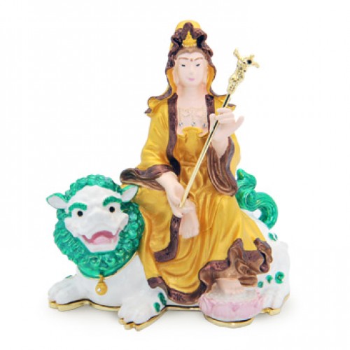 Богиня милосердия Гуань Инь на снежном льве можно купить в интернет-магазине фэн-шуй "Мой Талисман"