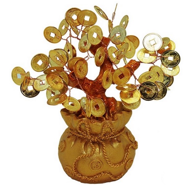 Денежное дерево в золотом мешке №10 можно купить в интернет-магазине фэн-шуй "Мой Талисман"