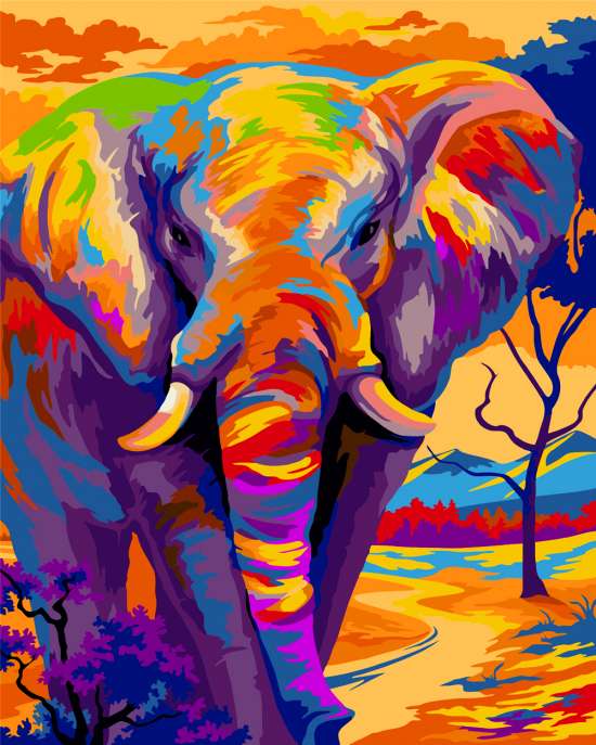 Картина по номерам 40 х 50 см "Синий слон в лучах заката" из коллекции интернет-магазина фэн-шуй "Мой Талисман"
