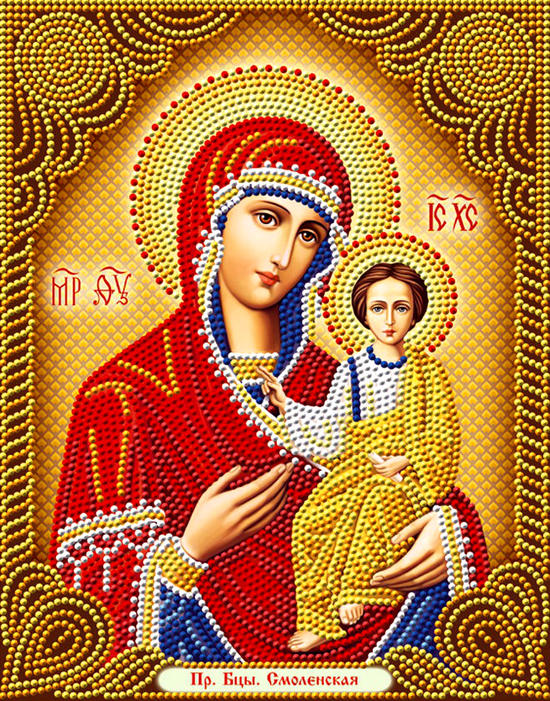 Икона Смоленской Божьей Матери, которую можно купить в интернет-магазине фэн-шуй "Мой Талисман". Вышивки, картины, сувениры.