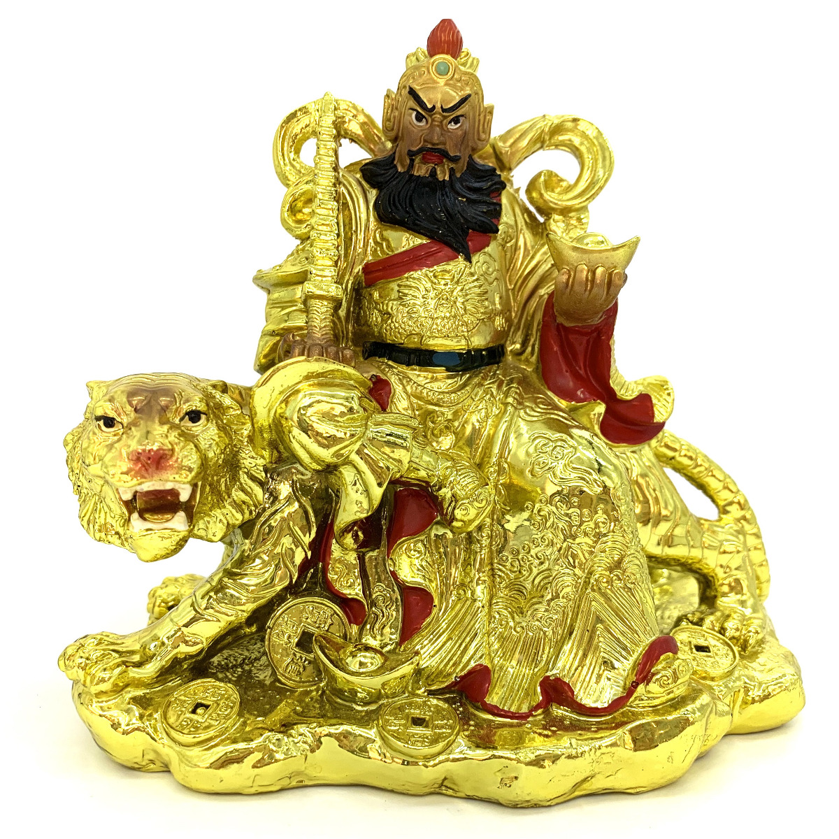 Бог богатства на тигре  (Цай Шень Йе) с золотым слитком можно купить в интернет-магазине фэн-шуй "Мой Талисман"