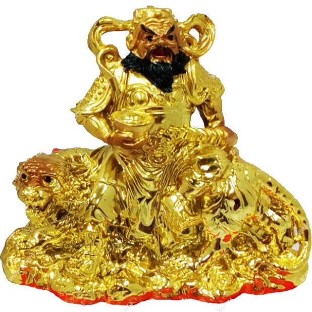 Бог богатства на золотом тигре со слитком в руках, которого  можно купить в интернет-магазине фэн-шуй "Мой Талисман"

