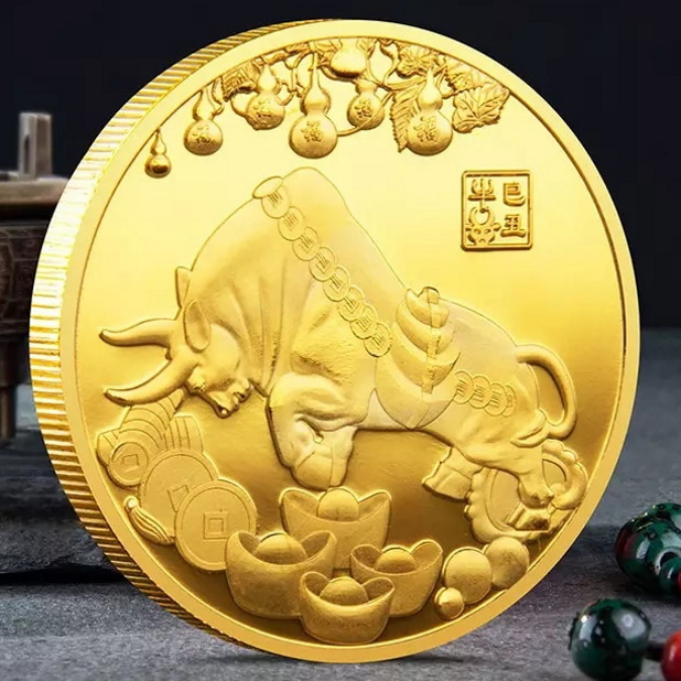 Сувенирная монета "Бык с монетами" - изображение #4255