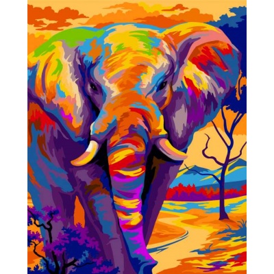 Синий слон в лучах заката (картина по номерам)