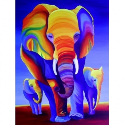 Радужные слоны (картина по номерам)