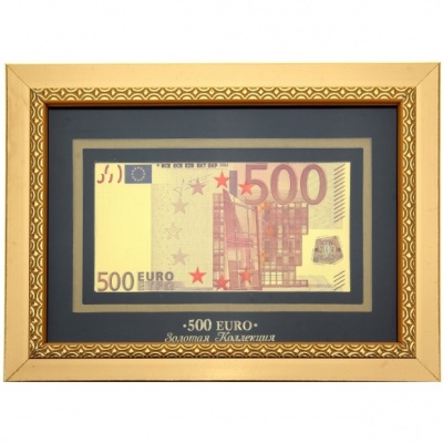 Купюра 500 евро в золотой рамке 