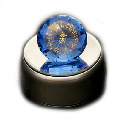 Синий кристалл с мантрой Будды Медицины 