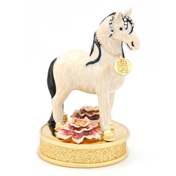 Лошадь цветок персика шкатулка с символом двойной удачи для любви Лиллиан Ту