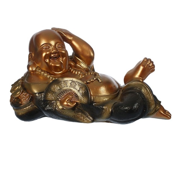 Отдыхающий лежащий Хоттей - Будда с веером, такую статуэтку можно купить в интернет-магазине фэн-шуй "Мой Талисман"