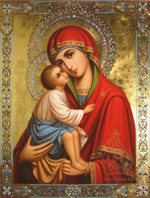Владимирская икона Божией Матери (алмазная вышивка), которую можно купить в интернет-магазине фэн-шуй "Мой Талисман". Вышивки, картины, сувениры.