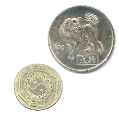Китайская монета с собакой, которую можно купить в интернет-магазине фэн-шуй "Мой Талисман"