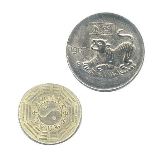 Китайская монета сТигром, которую можно купить в интернет-магазине фэн-шуй "Мой Талисман"
