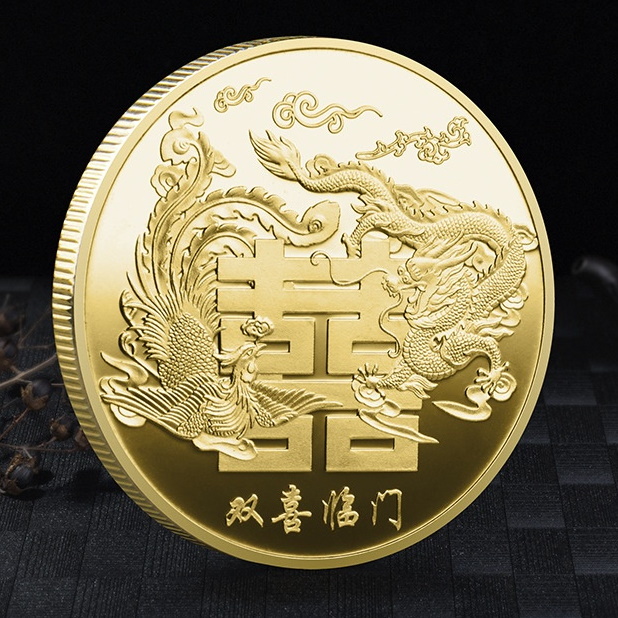 Монета "Дракон и Феникс"  (4 см) № 576 можно купить в интернет-магазине фэн-шуй "Мой Талисман"