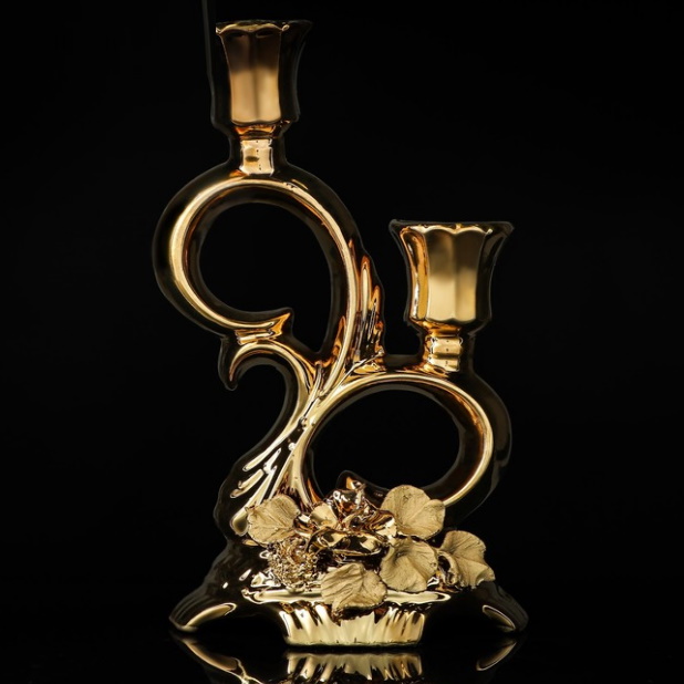 Подсвечник с цветами (керамика) "Золотая восьмерка"  из коллекции интернет-магазина фэн-шуй "Мой Талисман"

