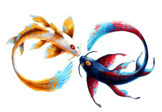 Рыбки Инь-Ян (картина по номерам), которую можно купить в интернет-магазине фэн-шуй "Мой Талисман". Вышивки, картины, сувениры.