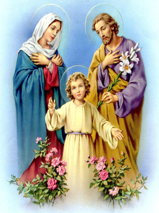 Дева Мария с младенцем Иисусом и супругом Иосифом (алмазная вышивка, икона), которую можно купить в интернет-магазине фэн-шуй "Мой Талисман". Вышивки, картины, сувениры.