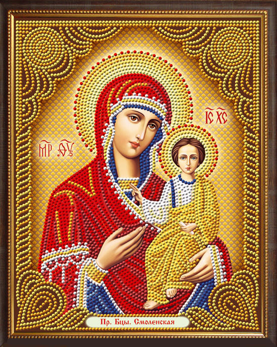 Смоленская икона Божией Матери (алмазная вышивка), которую можно купить в интернет-магазине фэн-шуй "Мой Талисман". Вышивки, картины, сувениры.