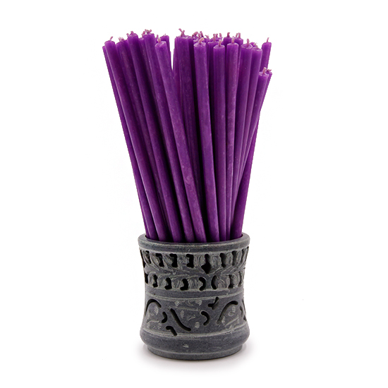 Фиолетовая свеча (17 см) из коллекции свечей для ритуалов фен-шуй интернет-магазина фэн-шуй "Мой Талисман"