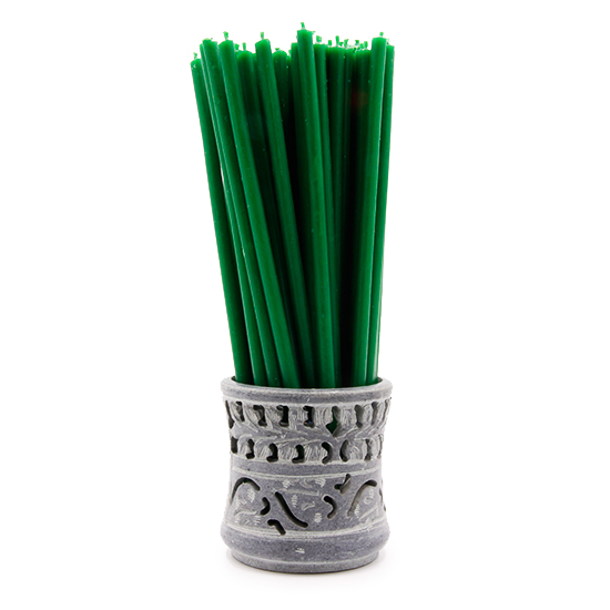 Зеленая свеча из коллекции свечей для ритуалов интернет-магазина фэн-шуй "Мой Талисман"