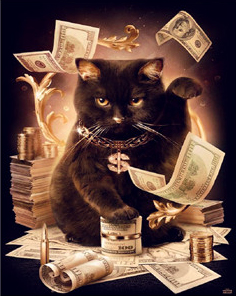 Чёрный кот с деньгами (алмазная вышивка) - изображение #3300